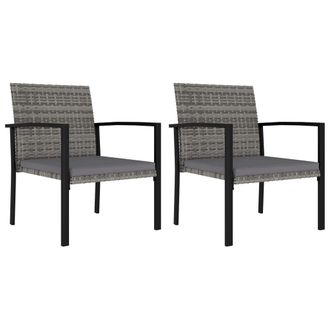 vidaXL Vidaxl - Sillas De Comedor De Jard&iacute;n 2 Unidades Rat&aacute;n Sint&eacute;tico Gris