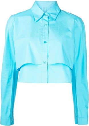 JNBY double-layer cropped shirt - women - Cotton - S - Blue