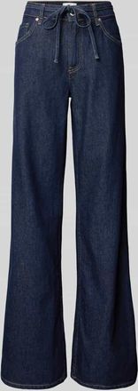Mango Jeans mit Bindeg&uuml;rtel Modell OLIVIA in Marine, Gr&ouml;&szlig;e 40