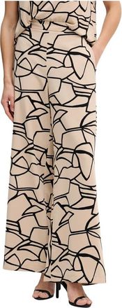 Joseph Ribkoff Abstract Print Wide Leg Broeken - Dames - Wijde Broeken - Beige - XL - Broeken