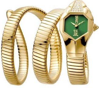 Just Cavalli Snake Wraparound Bracelet Watch, 22mm in Gold/Green at Nordstrom Rack