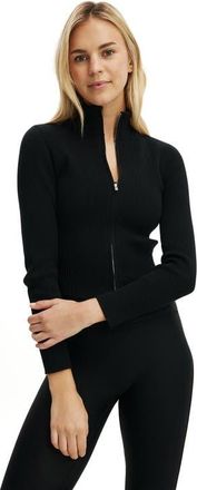 Cotton On Womens Active Contour Knit Zip Through in Black at Nordstrom, Size X-Small