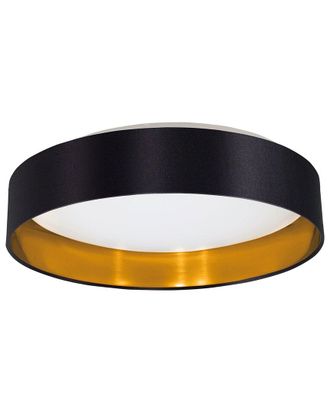 Eglo Eglo Maserlo 1 Light Integrated Led Ceiling Light With Black & Gold Finish & White Plastic Diffuser