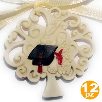 Trade Shop Trade Shop - Bomboniera Albero Della Vita Laurea Cappello Piuma Calamaio Ceramica Appendino