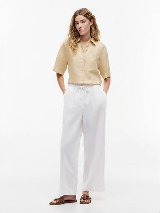 Tommy Hilfiger Womens Lightweight Linen-Blend Pull-On Pant - White - XXL