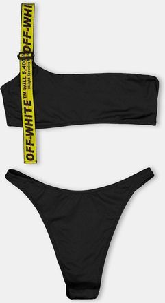 Off-white Womens Off White Asymmetrical Two Piece Bikini Set in Black - Size 6 UK