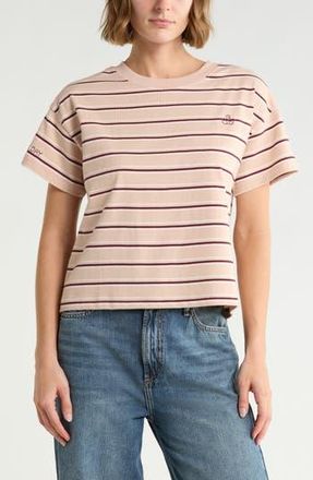 Scotch & Soda Boxy Yarn Dye Stripe T-Shirt in Fig Embroidery at Nordstrom Rack, Size X-Small