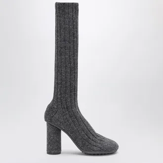 Bottega Veneta Stivale Atomic effetto calza grigio antracite in misto lana