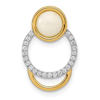 Diamond2Deal 14k Yellow Gold Diamond and Opal Circle Chain Slide