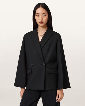 AllSaints Luna Double Breasted Cape Blazer
