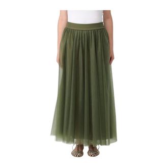 Fabiana Filippi Maxi Skirts, female, Green, XS, Tulle Midi Skirt Elastic Waistband