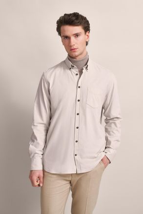 Bugatti Langarmhemd BUGATTI, Herren, Gr. 4XL, Normalgr&ouml;ssen, beige, 100% Baumwolle, unifarben, normal, 2-Knopf-Manschette, Hemden Langarmhemd, aus modernem Fe