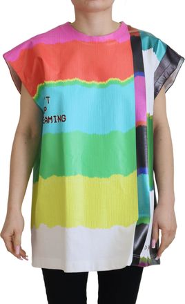 Dolce & Gabbana Womens Multicolor Tv Print Blouse Cotton T-Shirt