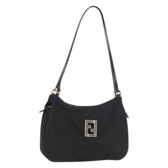 Fendi Pre-owned Shoulder Bags, female, Black, Size: ONE SIZE Pre-owned Vintage Zucca Canvas Tote Bag