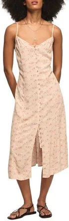 Lucky Brand Simone Floral Midi Slipdress in Peach Floral at Nordstrom, Size Xx-Large