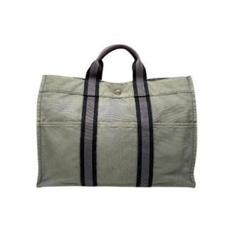 Herm&egrave;s Pre-owned Tote Bags, female, Gray, Size: ONE SIZE Pre-owned Canvas Tote Bag