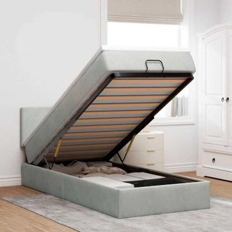 vidaXL Estructura Cama Otomana Colch&oacute;n Terciopelo Gris Claro 90x190cm Vidaxl