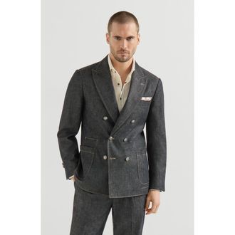 Brunello Cucinelli No-fade denim deconstructed blazer in Dark Grey at Nordstrom, Size 52 It