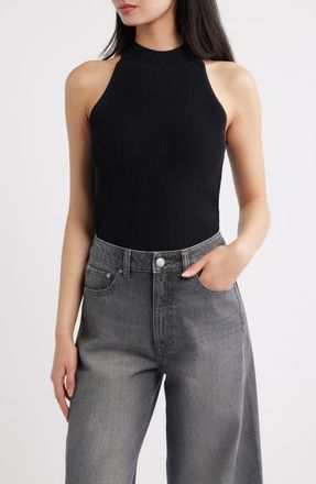 DL1961 Mock Neck Instasculpt Rib Top in Black at Nordstrom, Size X-Small