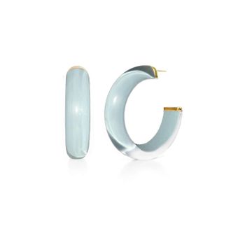 Gold & Honey Womens Small Illusion Lucite Hoop Earrings In Neutrals In Grey
