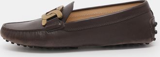 Tod's Tods Brown Leather Kate Chain Slip On Loafers