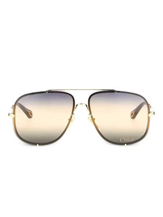 Chlo&eacute; pilot-frame sunglasses - women - Nickel - One Size - Gold