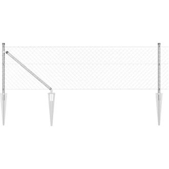 vidaXL Valla De Eslabones De Cadena Con Postes Plateado 0.8 X 10 M Vidaxl