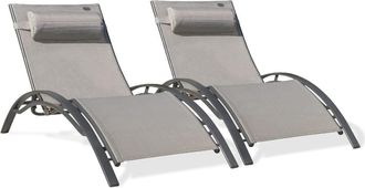 DCB Garden Lote de 2 tumbonas de aluminio y lona plastificada
