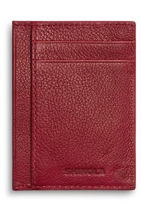Shinola Canfield Essential ID Pebble Leather Card Holder in Ruby at Nordstrom