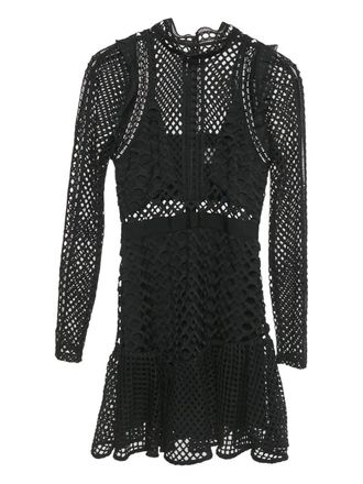 Self Portrait lace long-sleeve mini dress - Black