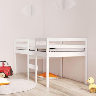vidaXL Cama Alta Blanca Madera Maciza Pino 80x200 Cm Vidaxl