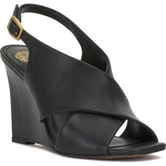 Vince Camuto Ameira Slingback Wedge Sandal in Black at Nordstrom, Size 8.5