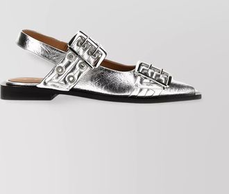 Ganni double strap buckle ballet flats