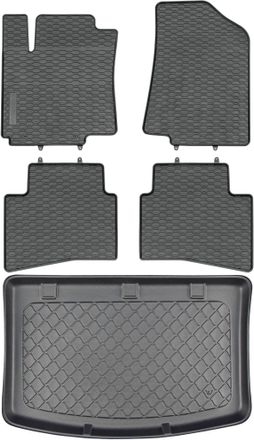 OEM Kia Rio Iii Hatchback De 08.2011 A 01.2017 Set - Alfombrillas De Goma Para Coche + Alfombrilla Para Maletero