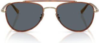 Oliver Peoples 52mm Sacoye Pilot Sunglasses in Gold/amber/blue at Nordstrom