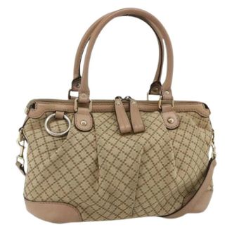 Gucci Pre-owned Handbags, female, Beige, Size: ONE SIZE Pre-owned Vintage Canvas Hand Bag