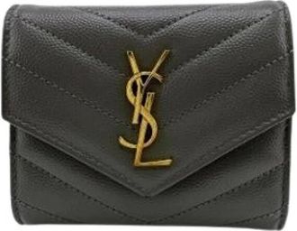 Saint Laurent Pre-owned Wallets, female, Gray, Size: ONE SIZE Pre-owned Leather Wallet