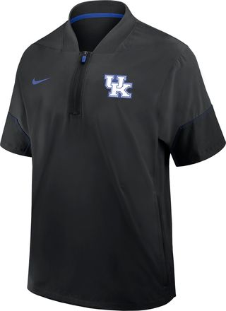 Nike Kentucky Sideline Coach Nike Mens College 1/2-Zip Short-Sleeve Jacket in Black | 03BO08HZNKY-6XU