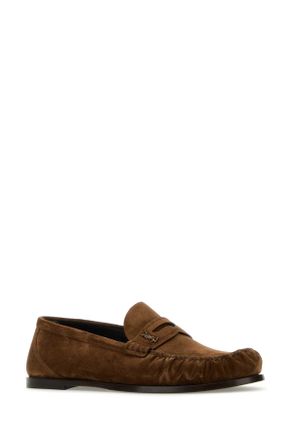 Saint Laurent Mens Brown Suede Loafers Snuff Mocassini