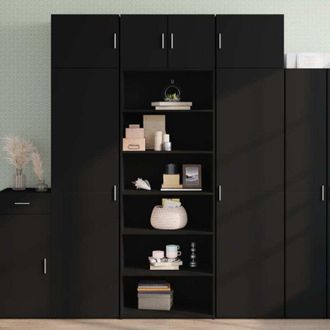 vidaXL Aparador Alto Madera Contrachapada Negro 70x41x185 Cm Vidaxl