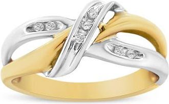 House of Brilliance 10K Gold 1/20 Cttw Round-Cut Diamond Bypass Ring in Yellow at Nordstrom, Size 7