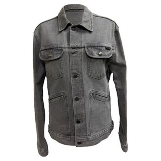Tom Ford Buttoned Denim Jacket with Multiple Pockets in Grey Cotton