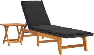 vidaXL Vidaxl - Tumbona Con Mesa Rat&aacute;n Sint&eacute;tico Y Madera Maciza De Acacia