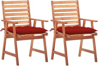 vidaXL Vidaxl - Sillas Comedor De Jard&iacute;n 2 Uds Madera Maciza Acacia Y Cojines