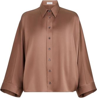 Brunello Cucinelli Stretch Silk Satin Shirt