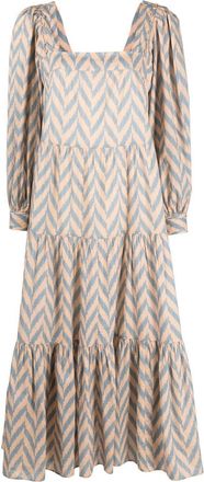 Ulla Johnson Georgina chevron-print tiered dress - women - Cotton - 4 - Neutrals
