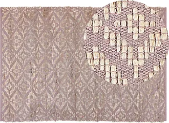 Beliani Alfombra De Algod&oacute;n Rosa Beige 160 X 230 Cm Yute Patr&oacute;n Geom&eacute;trico Retro Gerze