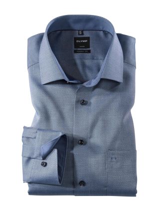 Olymp Businesshemd OLYMP Luxor modern fit, Herren, Gr. 37, N-Gr, blau (marine), Web, Obermaterial: 100% Baumwolle, Hemden Businesshemd