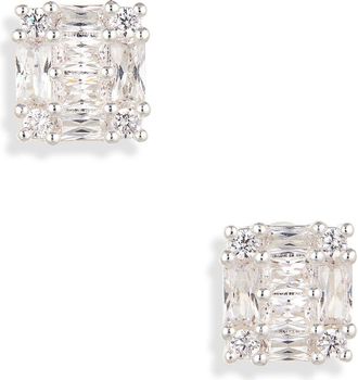 Nordstrom Rack Cubic Zirconia Square Stud Earrings in Clear- Silver at Nordstrom Rack