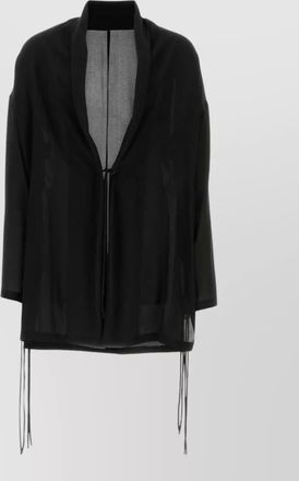 Yohji Yamamoto silk kimono jacket sheer drawstring waist